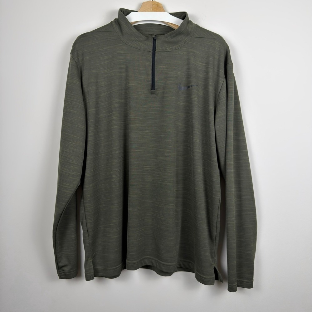 Nike Stride Men's Dri-FIT 1/4 Zip Running Top Pullover Olive Green Sz XL - Picture 1 of 9